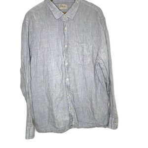 JACHS 100% Linen Shirt Button Front Long Sleeve Blouse Womens XL Light Blue